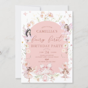 Invitación Jardín Boho Arch Fairy Encantado Primer Cumpleaños