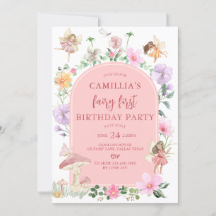 Invitación Jardín Boho Arch Fairy Encantado Primer Cumpleaños