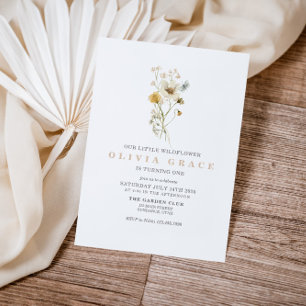 Invitación Jardín boho de flores silvestres primer cumpleaños