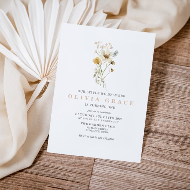 Invitación Jardín boho de flores silvestres primer cumpleaños (Subido por el creador)