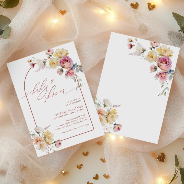 Invitación Jardín Boho Rosas Flores Baby Shower (Subido por el creador)