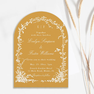 Invitación Jardín Botánico Boda Romántica Arco Ámbar