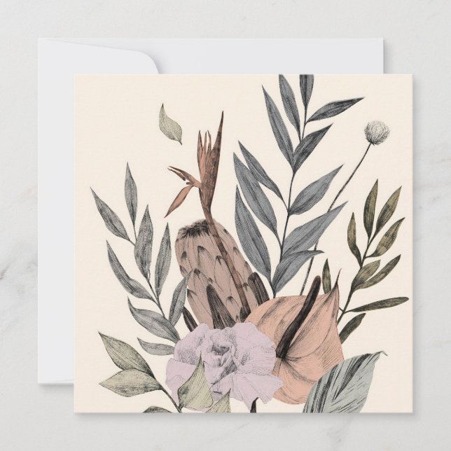 Invitación Jardín Botánico Boho - Ilustracion floral (Anverso)