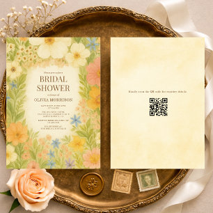 Invitación Jardín Botánico Código QR Floral Despedida de Solt