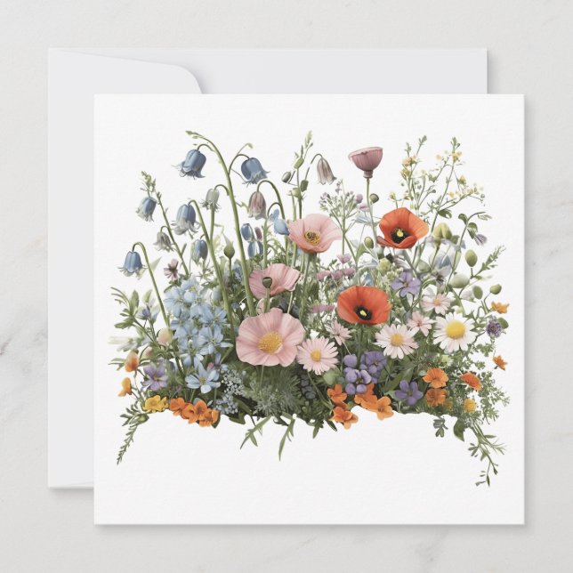 Invitación jardín botánico de flores de pradera silvestre (Anverso)