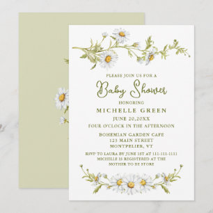 Invitación Jardín Botánico de Margaritas Florales para Baby S