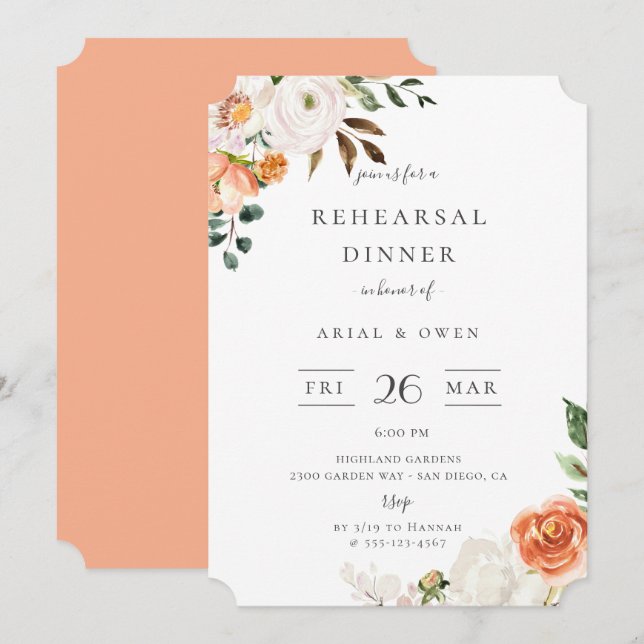 Invitación Jardín Botánico Ensayo Floral Cena (Anverso / Reverso)