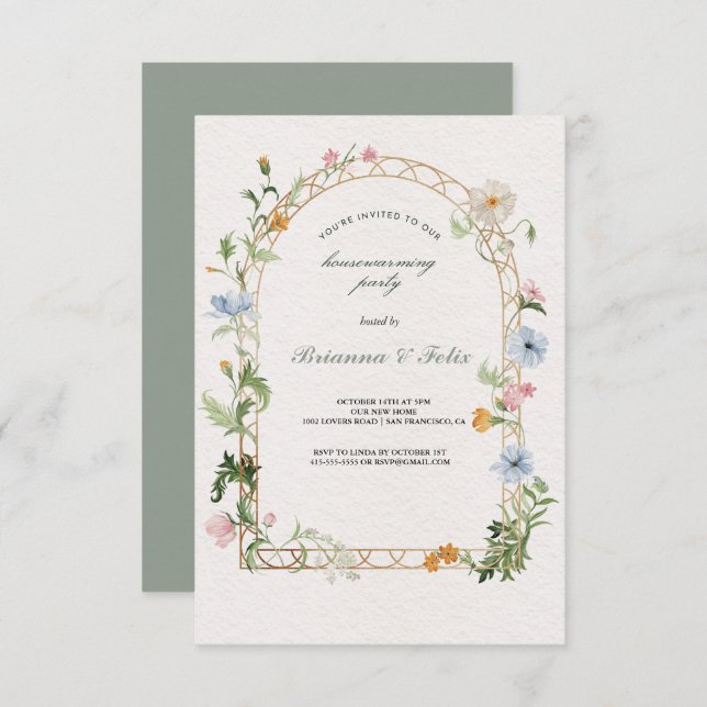 Invitación jardín botánico Fiesta de Calentamiento de Casa Ve (Anverso / Reverso)