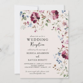 Invitación Jardín Botánico Floral Delicada Recepción de Boda