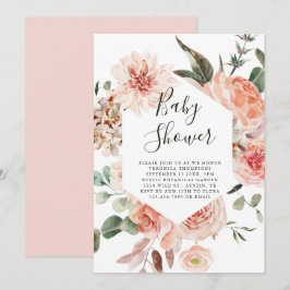 Invitación Jardín Botánico Floral Hexagon Baby Shower