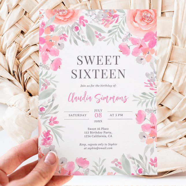 Invitación Jardín botánico floral melocotón rosa dulce 16 (Subido por el creador)