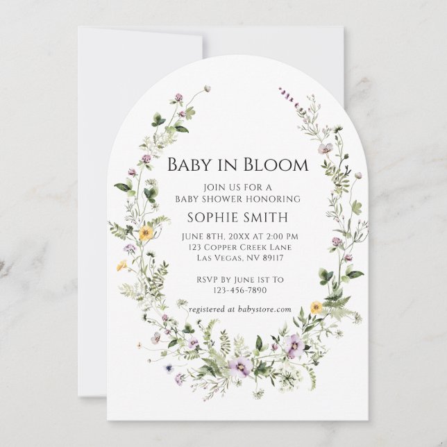 Invitación Jardín Botánico Pequeño En Bloom Baby Shower (Anverso)