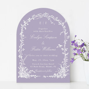 Invitación Jardín Botánico Romántico Arco de Bodas de Lavanda