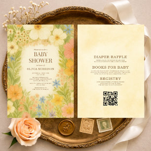 Invitación Jardín Botánico Todo en Uno Fiesta de Bebé Floral