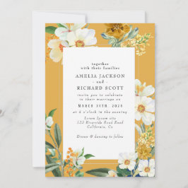 Invitación Jardín cálido amarillo Flores salvajes boda primav