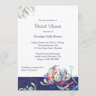 Invitación Jardín Chrysanthemum Marina Bridal Shower