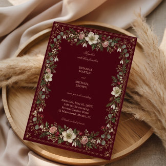 Invitación Jardín Clarete Con Labor De Champagne