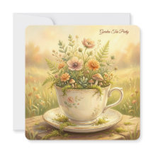 Jardín Cottagecore con Taza de Té Floral Vintage