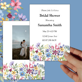 Invitación Jardín de acuarela bohemia Flores Ducha de novia