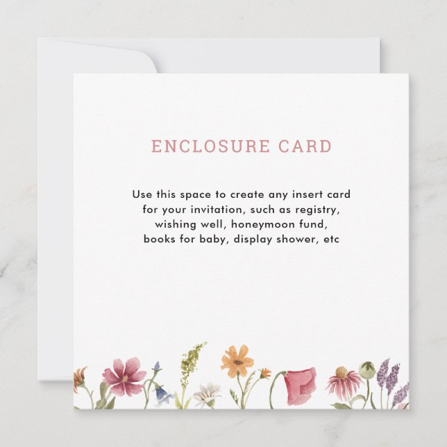 Invitación Jardín de acuarela digital flor silvestre cuadrada (Anverso)