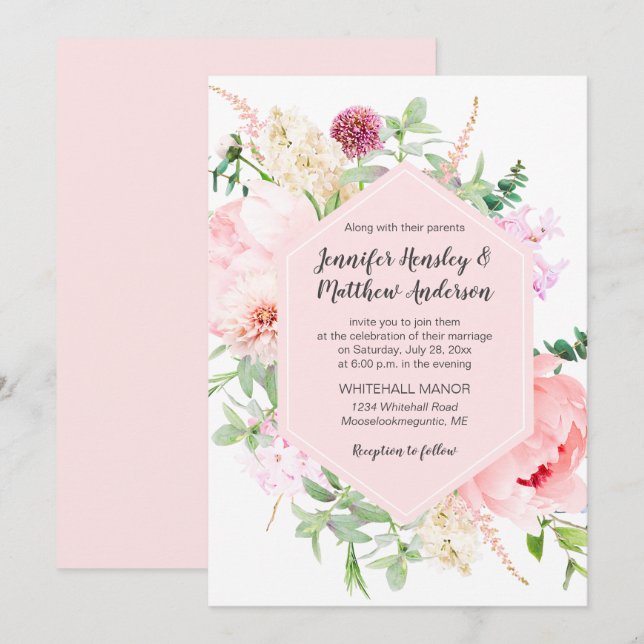 Invitación Jardín de Acuarela Salvaje Boda | (Anverso / Reverso)