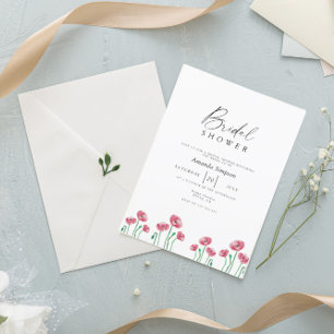 Invitación Jardín de Amapola Roja Despedida de Soltera Floral