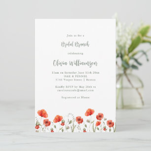 Invitación Jardín de Amapolas Rojas Fiesta Floral Brunch Nupc