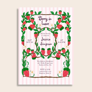 Invitación Jardín de amor a la fresa Arte Nuevo Baño Nupcial