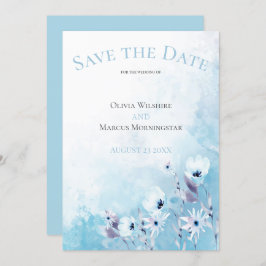 Invitación Jardín de anémonas azul pálido salve la fecha