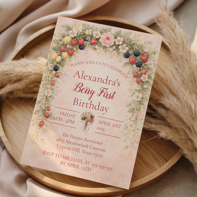 Invitación Jardín de Bayas Primer Cumpleaños (Subido por el creador)