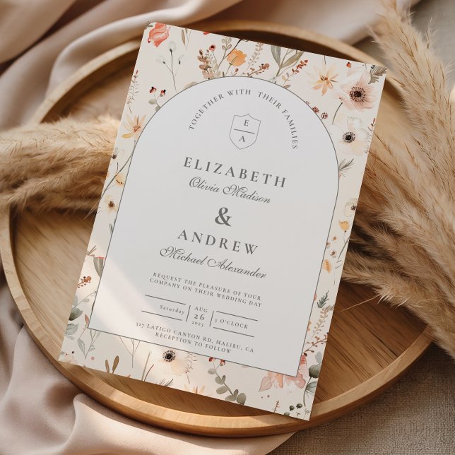 Invitación Jardín de Boda de delicadas flores silvestres (Subido por el creador)