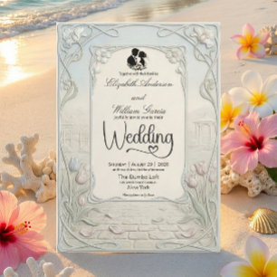Invitación Jardín de bodas con roleos Art Nouveau
