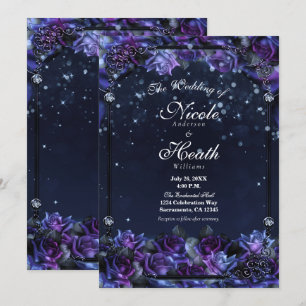 Invitación Jardín de Bodas de Rosas Moradas Encantadas de Fan