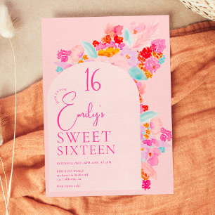 Invitación jardín de bonito negrita rosa floral dulce 16