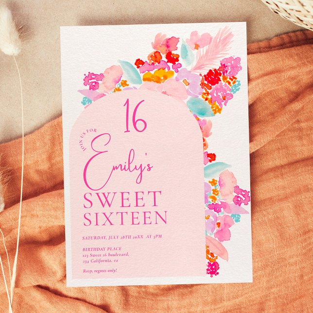 Invitación jardín de bonito negrita rosa floral dulce 16 (Subido por el creador)