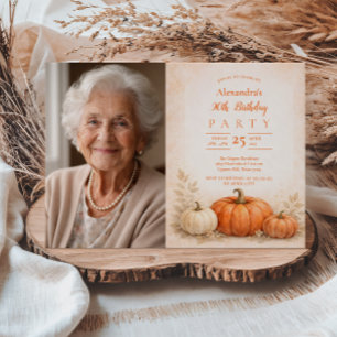 Invitación Jardín de calabazas acogedor para el 90 cumpleaños