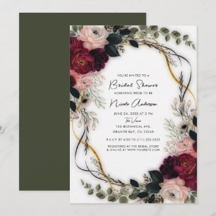 Invitación Jardín de ciruela aterciopelada, flores y follaje,