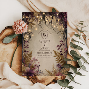 Invitación Jardín de Crepúsculo con helechos dorados