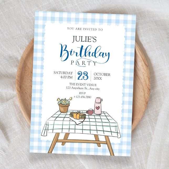 Invitación jardín de cumpleaños picnic (Subido por el creador)