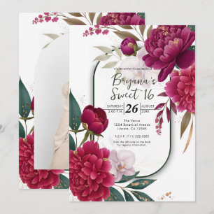 Invitación Jardín de Flor de Bayas Glam Floral Dulces 16