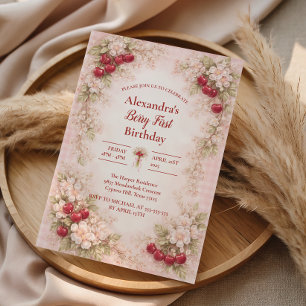 Invitación Jardín de Flor de Cerezo 1er Cumpleaños