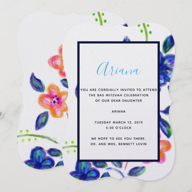 Invitación Jardín de flores (Anverso / Reverso)