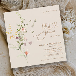 Invitación Jardín de flores boho con letra moderna