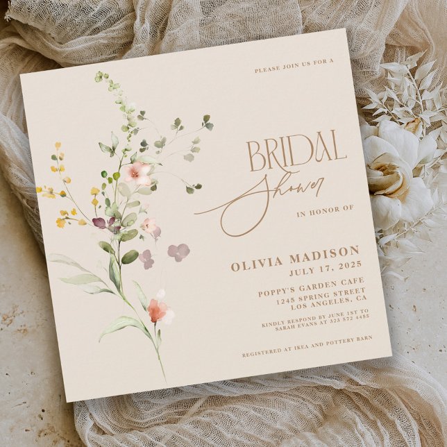 Invitación Jardín de flores boho con letra moderna (Subido por el creador)