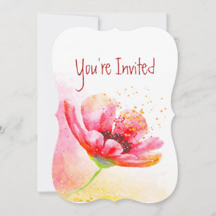 Invitación Jardín de flores de amapola roja aniversario de bo