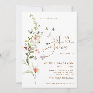 Invitación Jardín de Flores de Boda con Letra Moderna