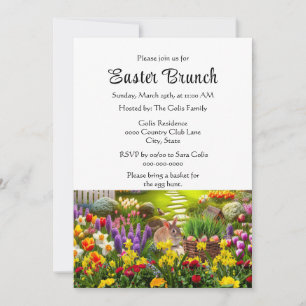 Invitación Jardín de flores de Brunch de Pascua