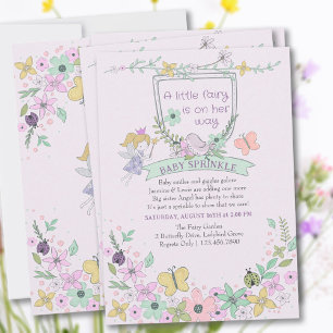 Invitación Jardín de flores de hada, baby shower lindo y feme