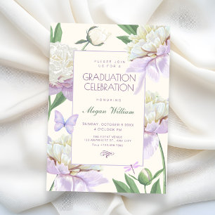 Invitación Jardín de flores de violeta púrpura graduación