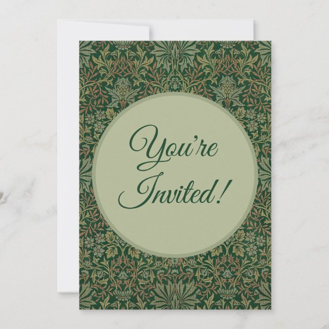 Invitación Jardín de flores de William Morris - Verdes (Anverso)